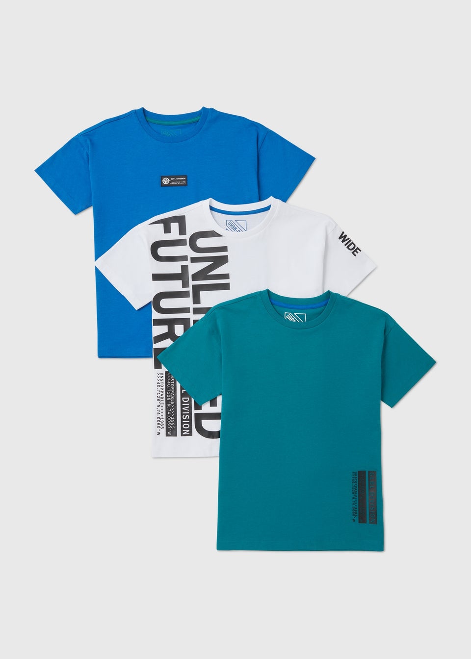 Boys 3 Pack Unlimited Future T-Shirts (7-13yrs) - Matalan