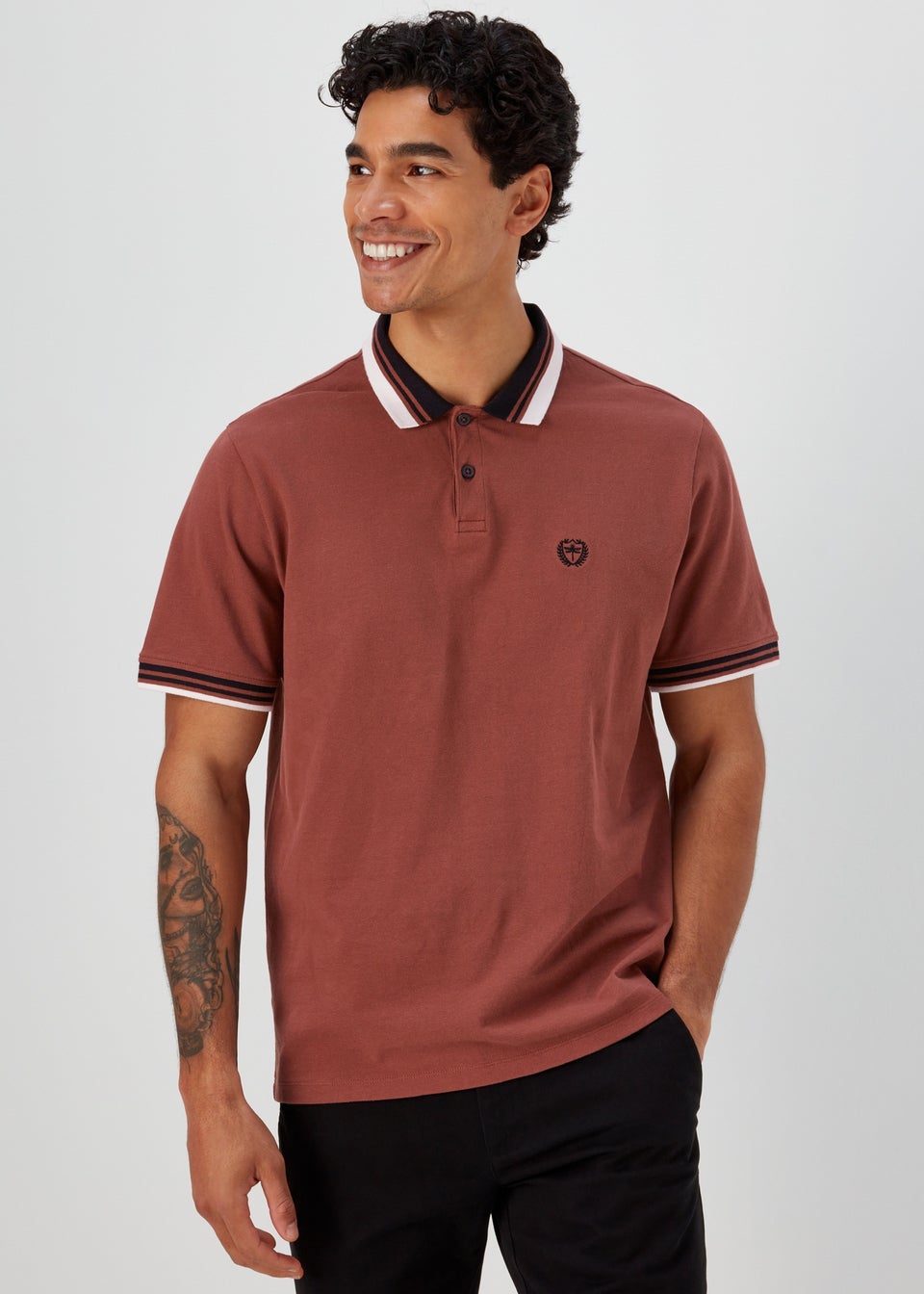 Brown Tipped Polo Shirt