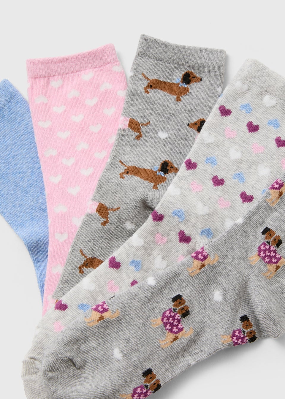 5 Pack Grey Dog Socks