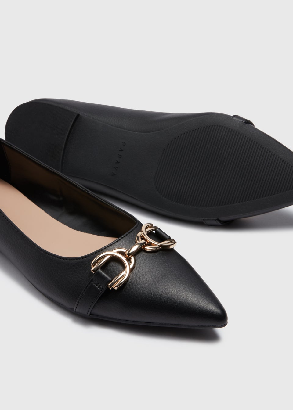 Black Chain Point Flat Slip On Shoes