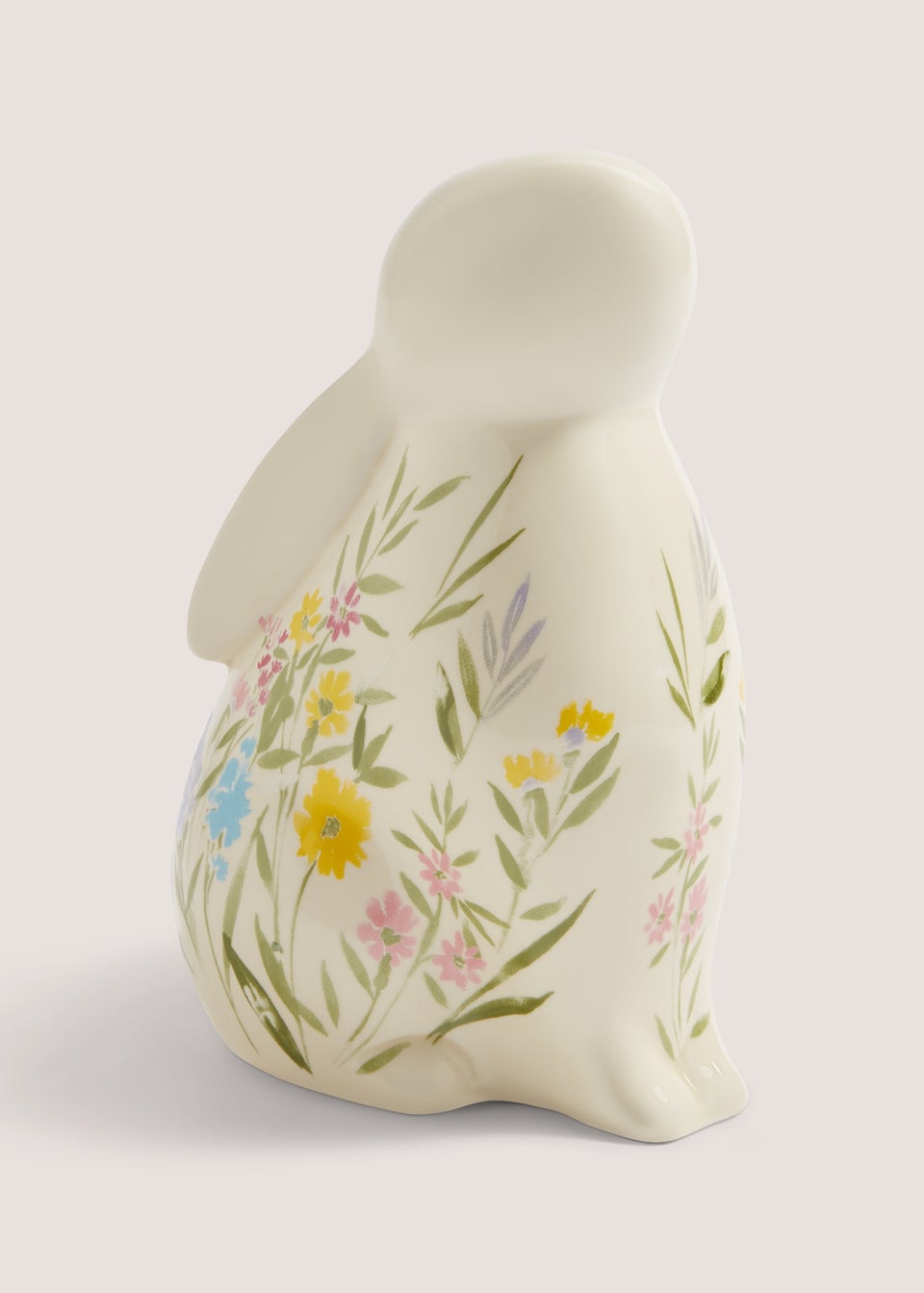 White Floral Print Ceramic Bunny (13cm x 8cm x 18cm)