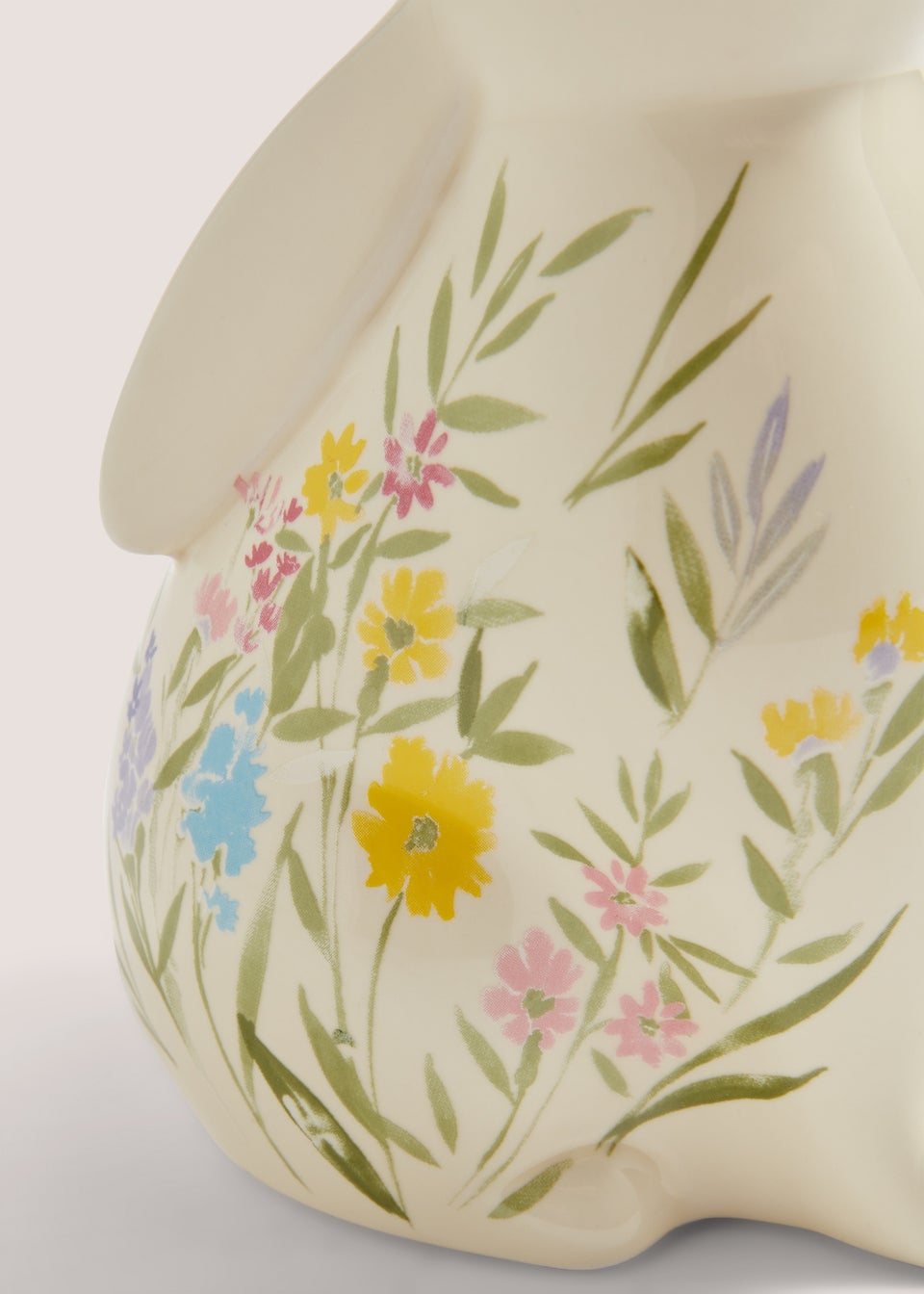 White Floral Print Ceramic Bunny (13cm x 8cm x 18cm)