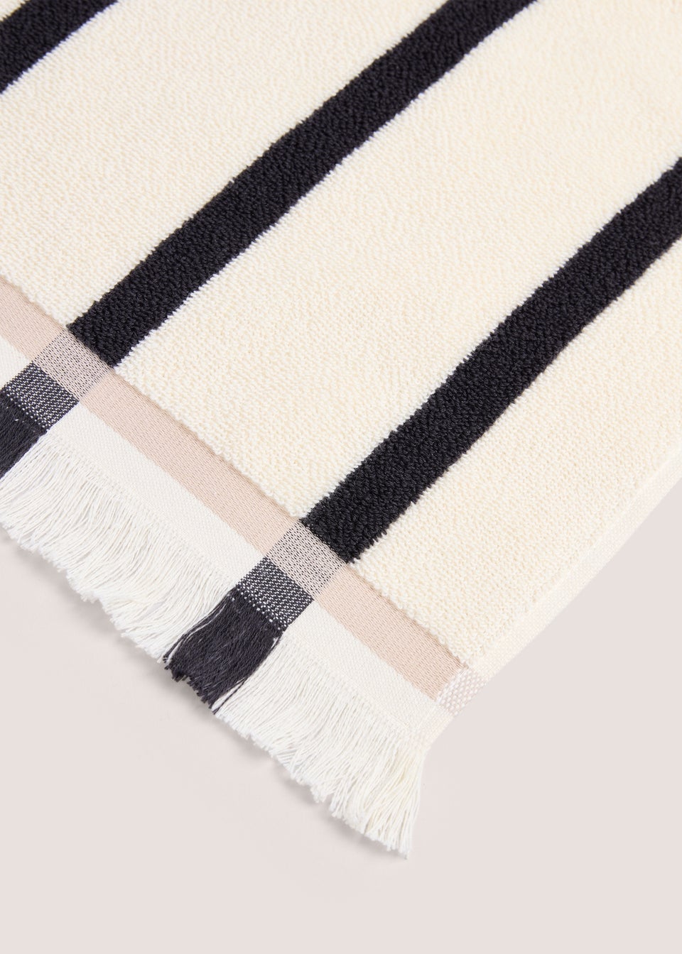 100% Cotton Natural Stripe Fringe Towel