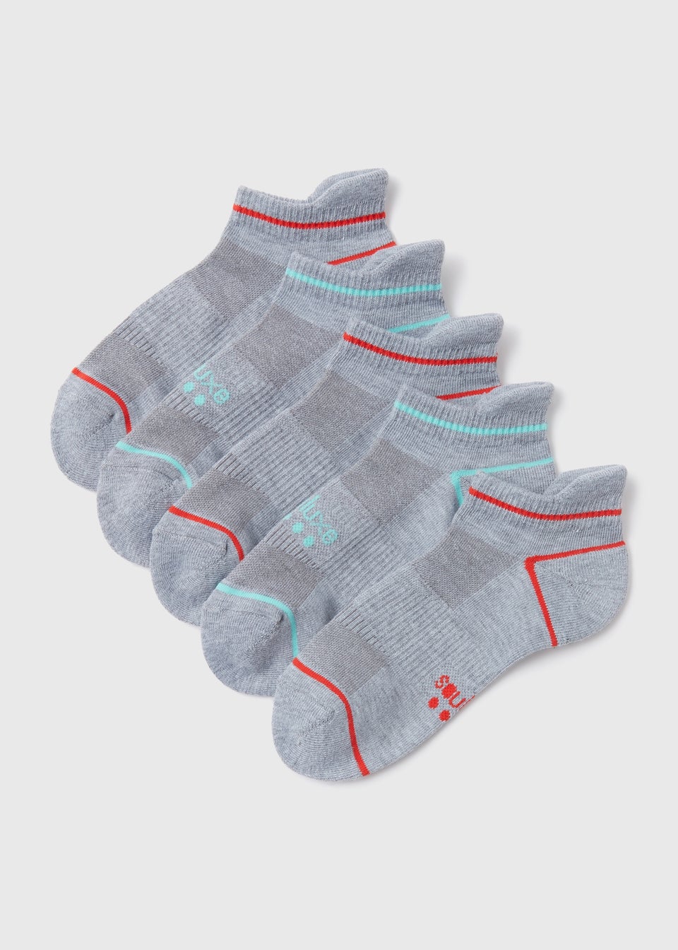 5 Pack Grey Trainer Socks