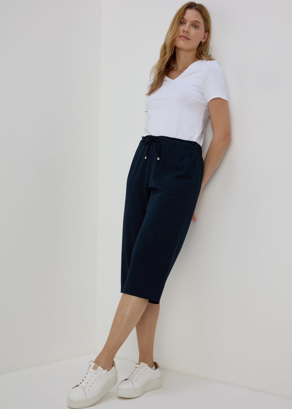 Navy Cropped Trousers