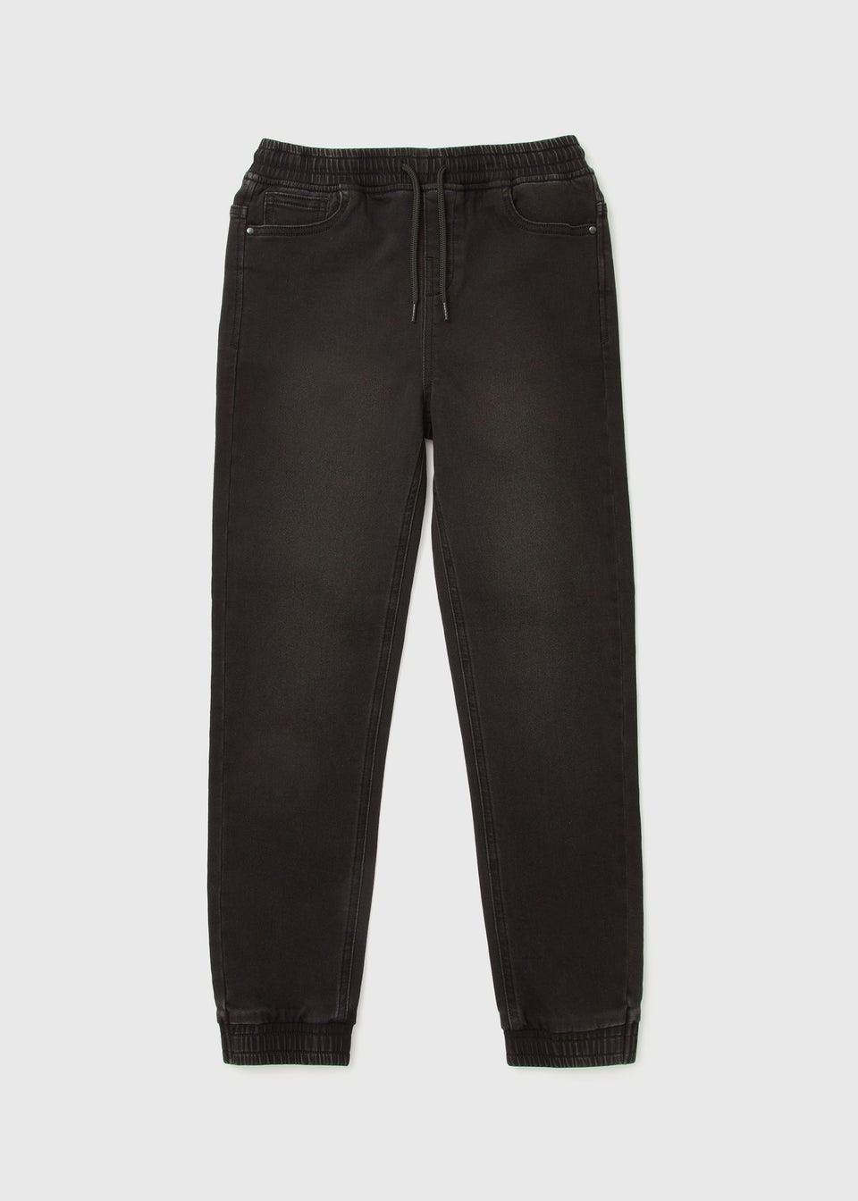 Boys Black Rib Jersey Denim Jeans (7-13yrs)