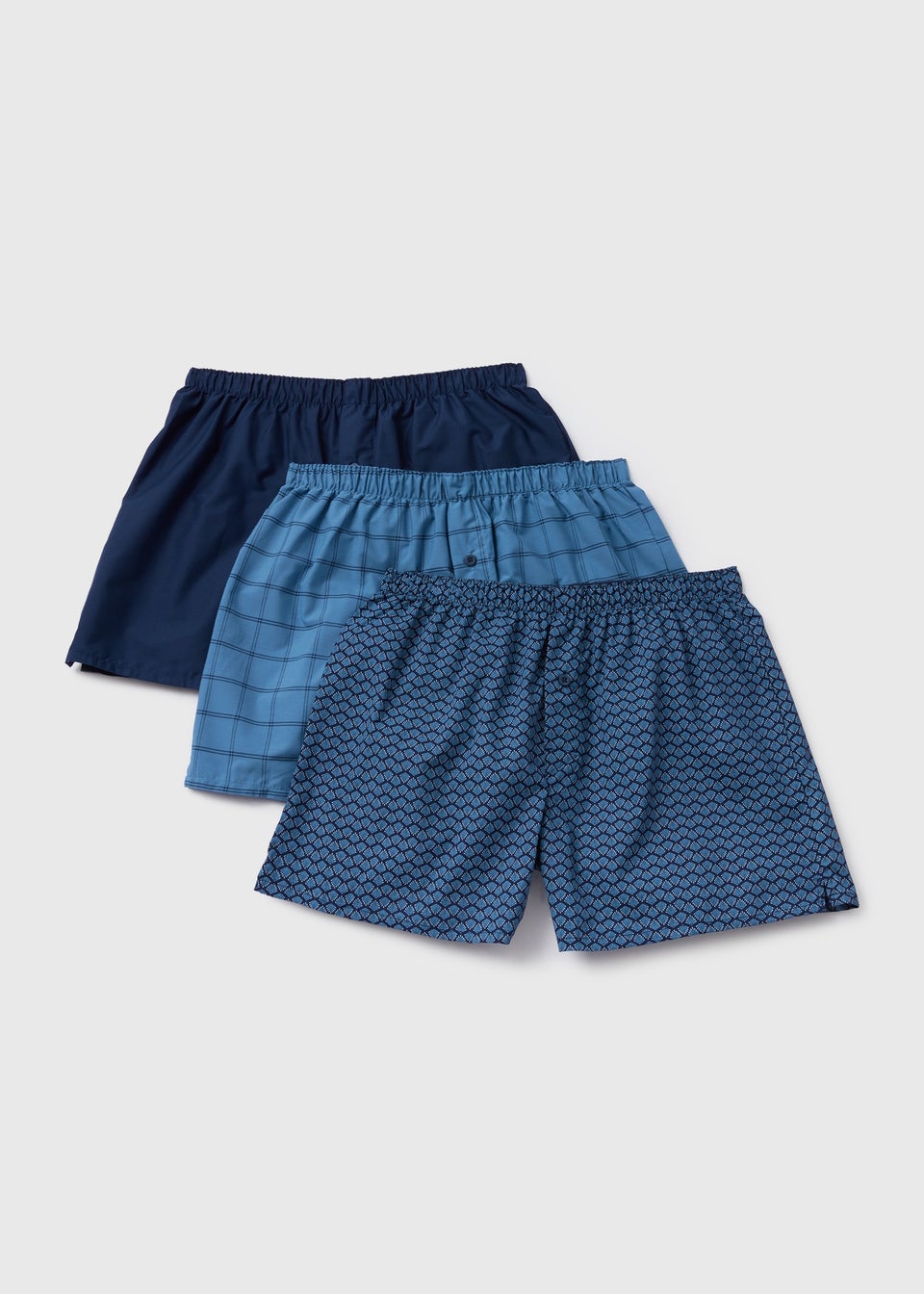 3 Pack Blue Shell Print Woven Shorts