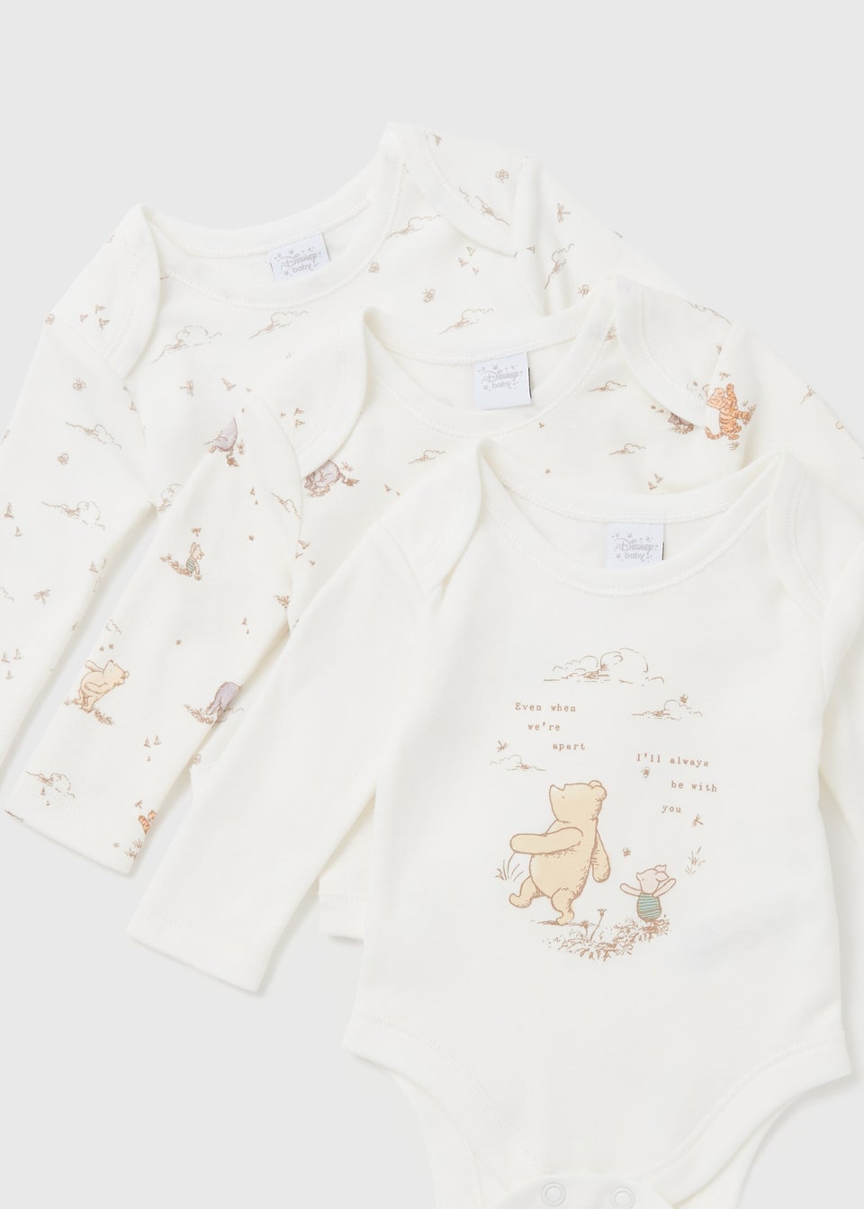 3 Pack Disney Winnie The Pooh Baby Cream Sleepsuits (Tiny Baby-18mths)