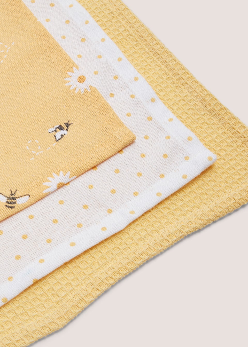 3 Pack Yellow Bee Daisy Tea Towels (46cm x 65cm)