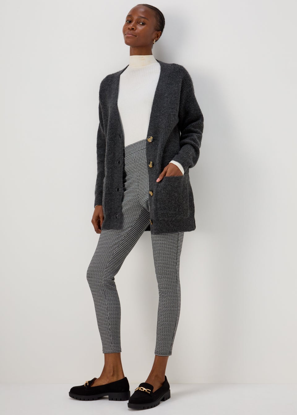 Black & White Textured Dogtooth Leggings
