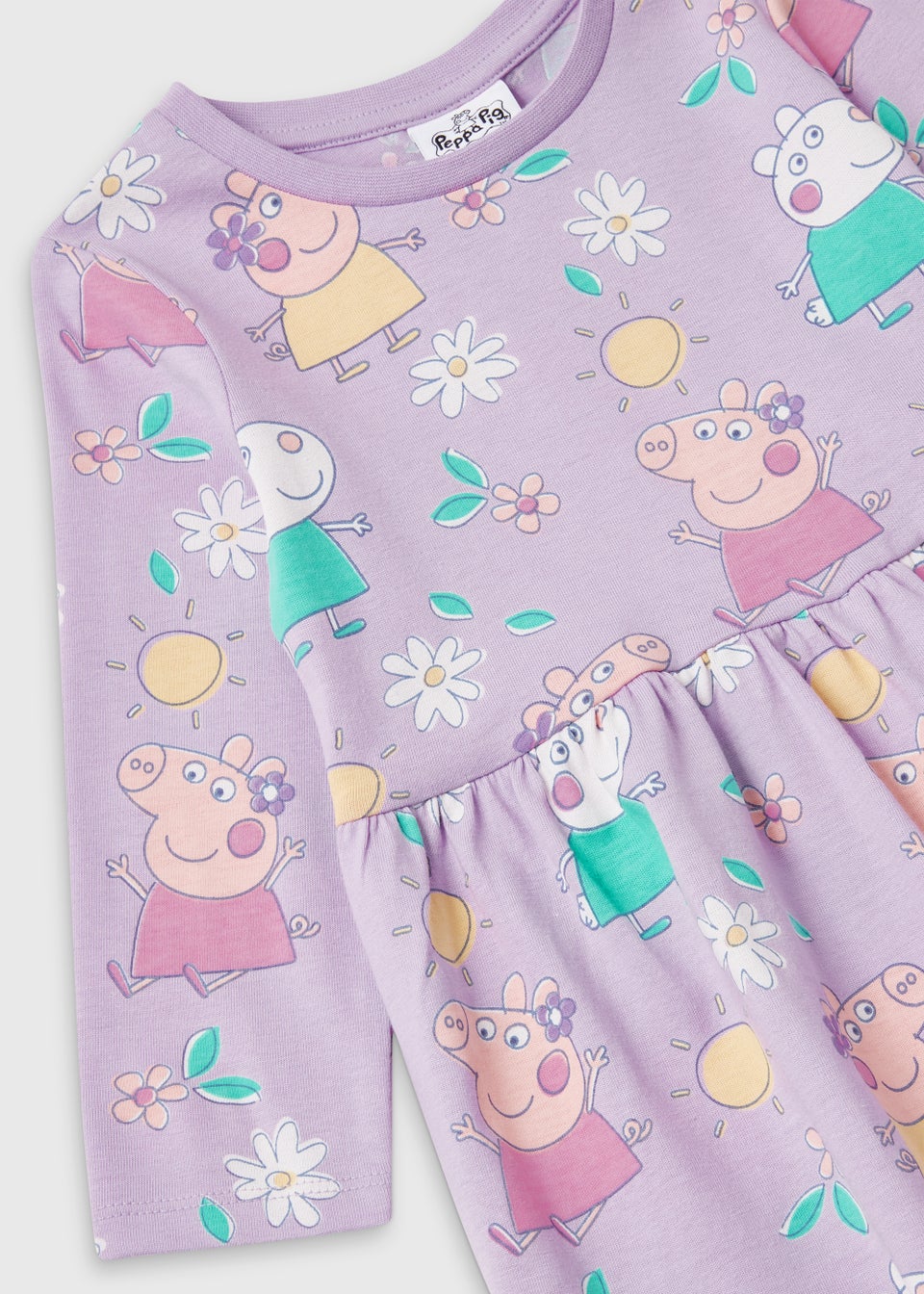 Kids Lilac Peppa Pig Print Long Sleeve Dress (9mths-5yrs)