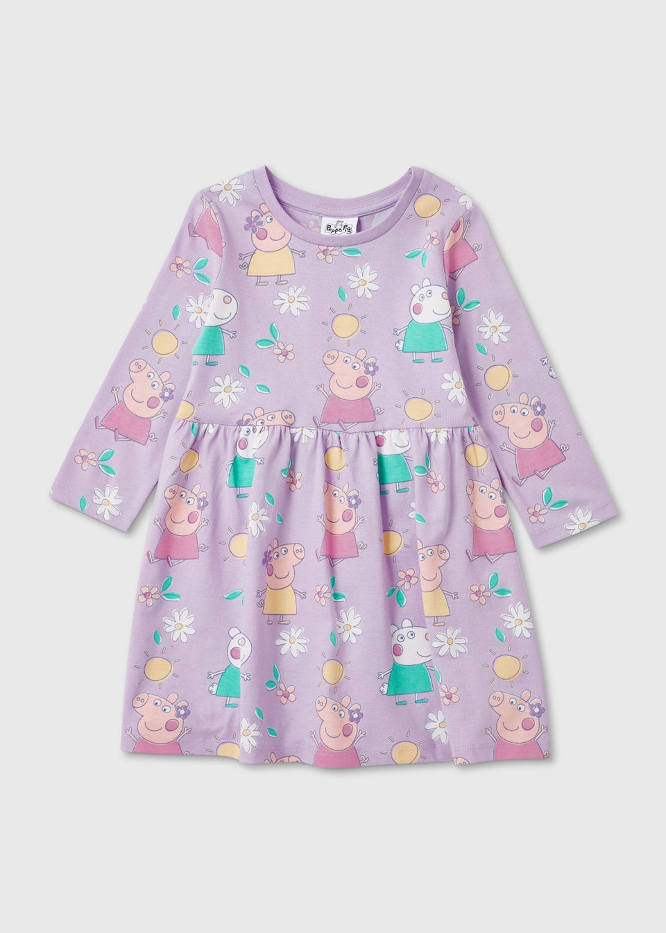 Kids Lilac Peppa Pig Print Long Sleeve Dress (9mths-5yrs)