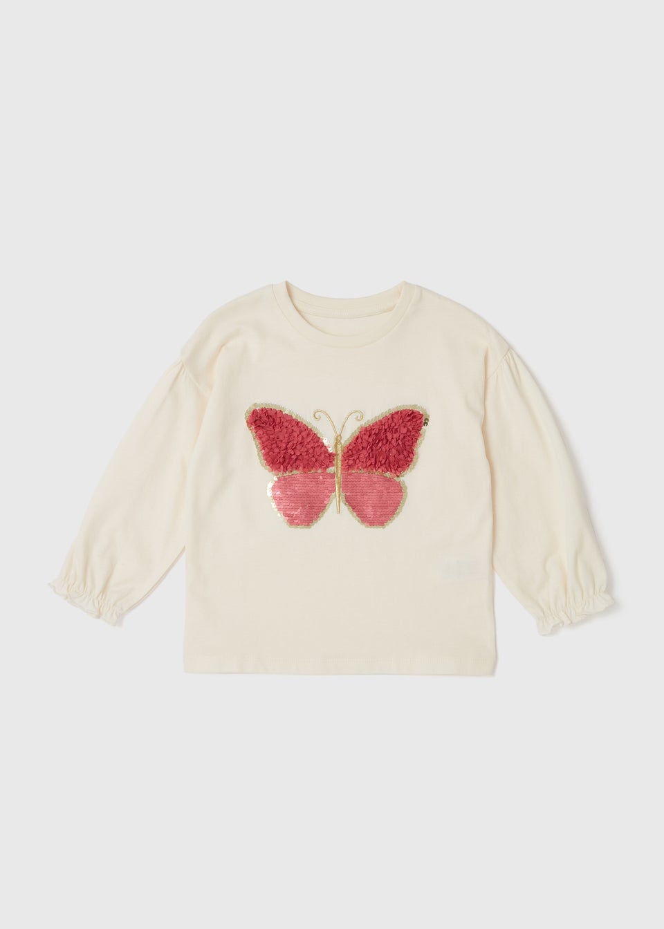 Girls Cream Butterfly T-Shirt (1-7yrs)