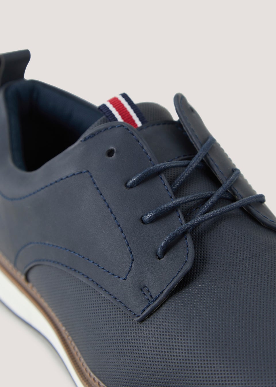 PU Derby Wide Fit Navy Trainers