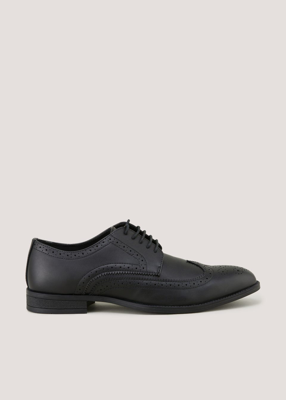 Black PU Brogue Wide Fit Formal Shoes