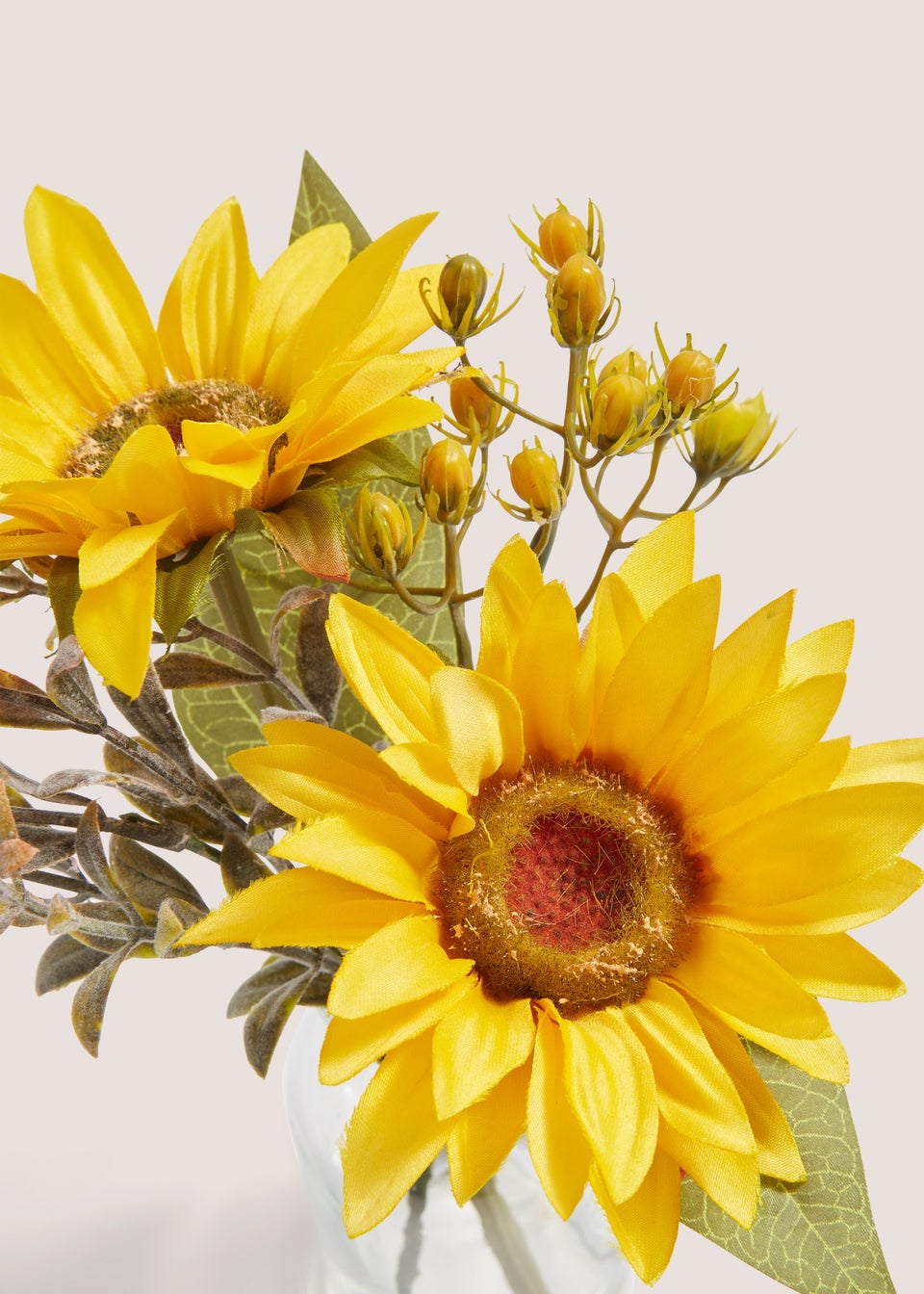 Mini Sunflowers in Glass Vase (22cm x 18cm x 18cm)