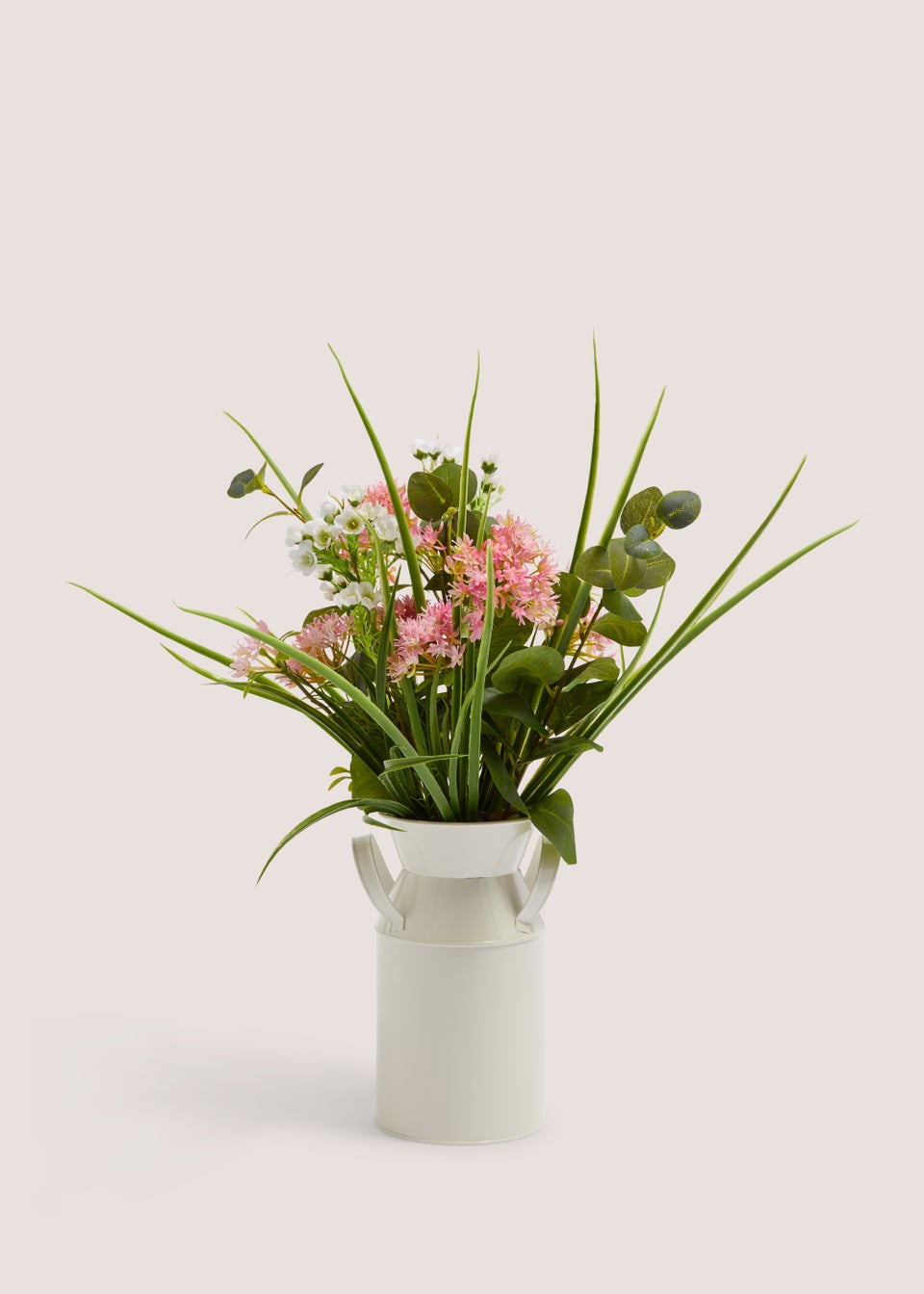 Pink Wild Flowers in Metal Vase