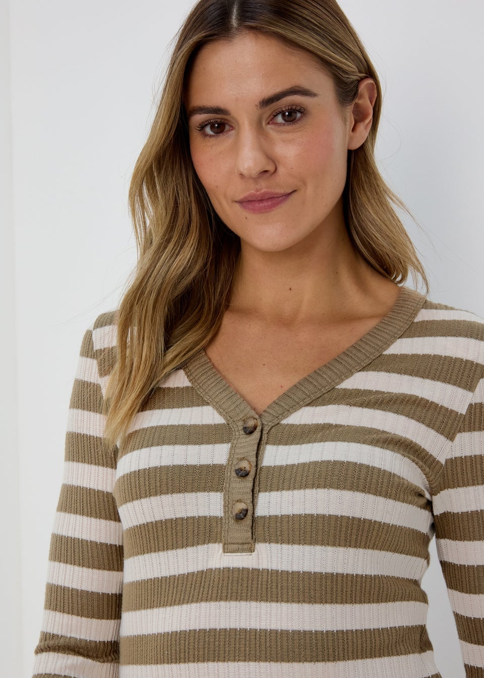 Khaki Stripe Long Sleeve Top