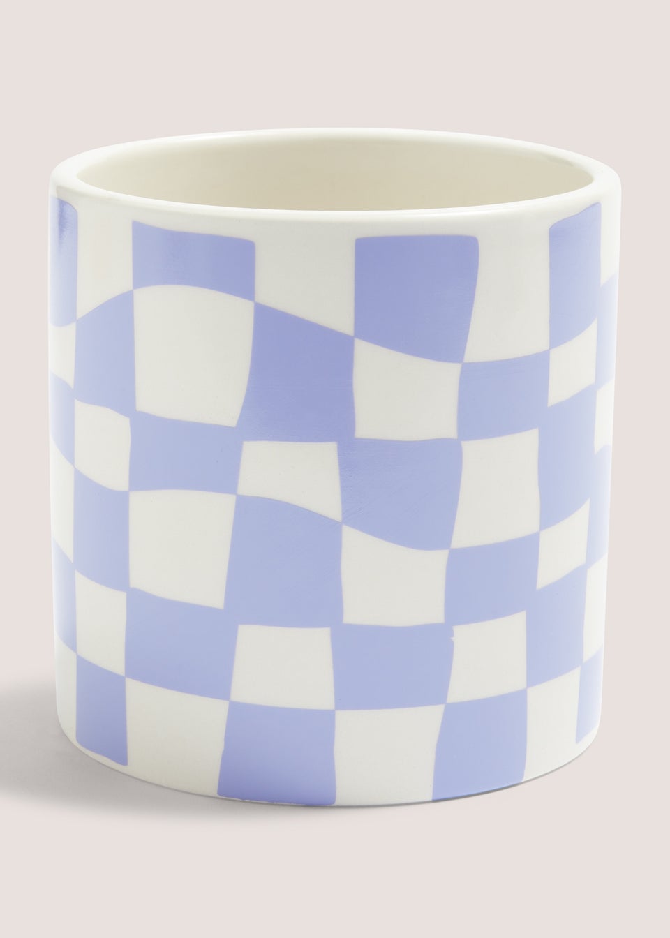 Lilac Checked Plant Pot (12cm x 12cm)