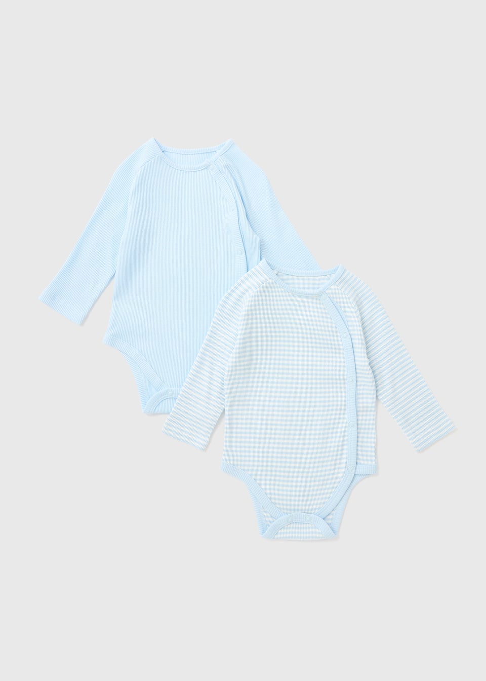 Baby 2 Pack Blue Layette Ribbed Bodysuits (Tiny Baby-18mths)