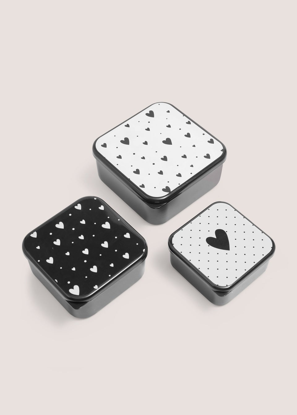 3 Pack White Heart Snack Pots