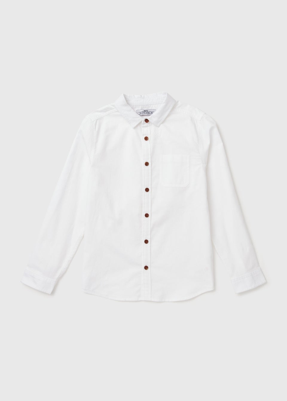 Boys White Plain Twill Shirt (7-13yrs)
