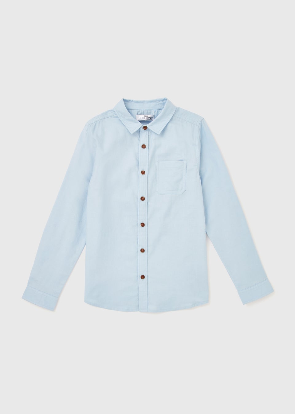 Boys Blue Plain Twill Shirt (7-13yrs)