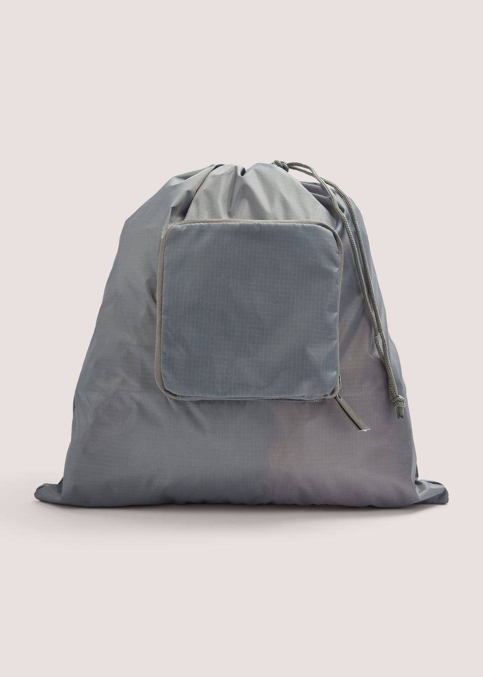 Grey Laundry Drawstring Bag with Cover