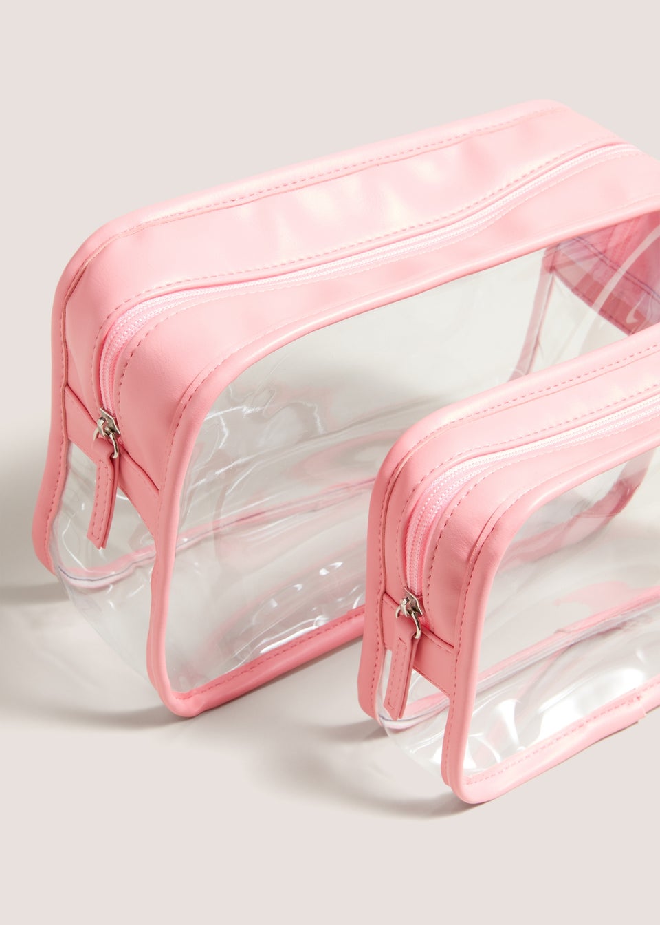 2 Pack Pink Clear Cosmetic Bag