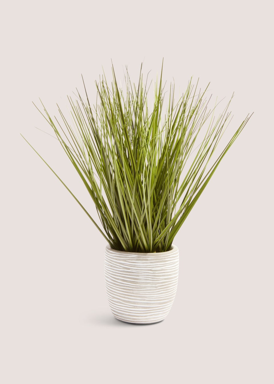 White Cement Pot With Grass (32cm x 16cm x 16cm)