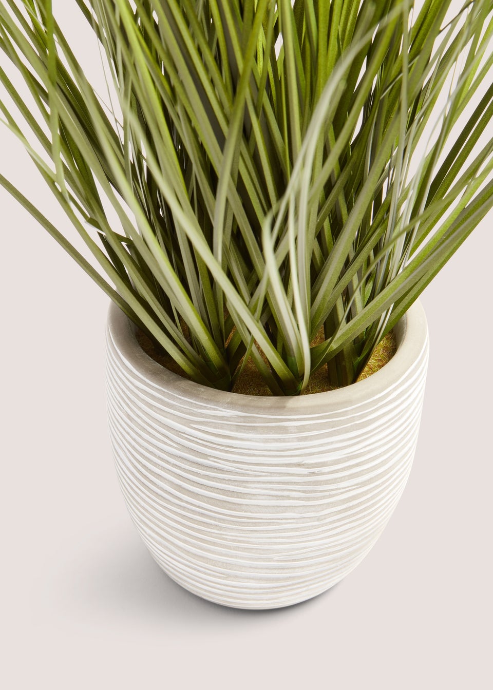 White Cement Pot With Grass (32cm x 16cm x 16cm)
