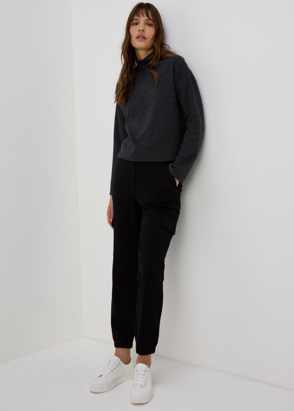 Charcoal Soft Touch High Neck Top