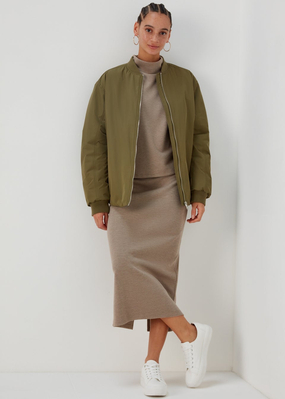 Beige Soft Touch High Neck Top