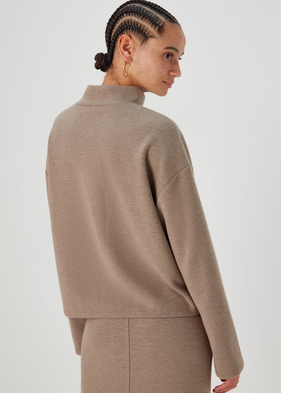 Beige high neck top store