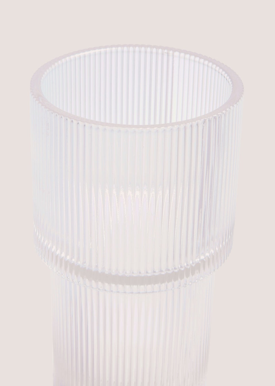 Ribbed Glass Vase (24cm x 11cm x 11cm)