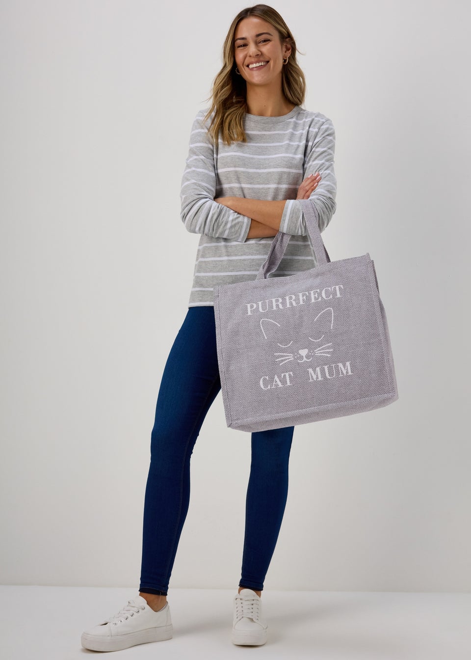 Grey Cat Mum Tote (42cm x 37cm x 18cm)