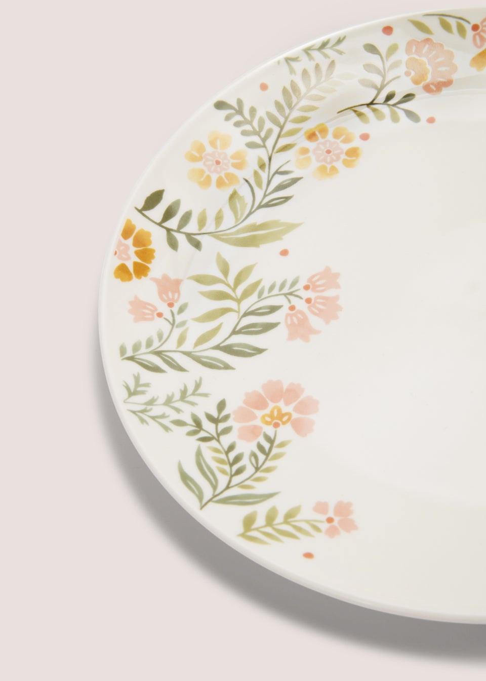White Floral Folk Dinner Plate (24cm)