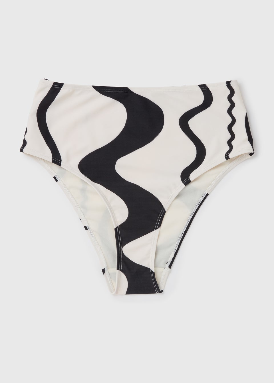 Black Swirl Design High Waisted Bikini Bottoms