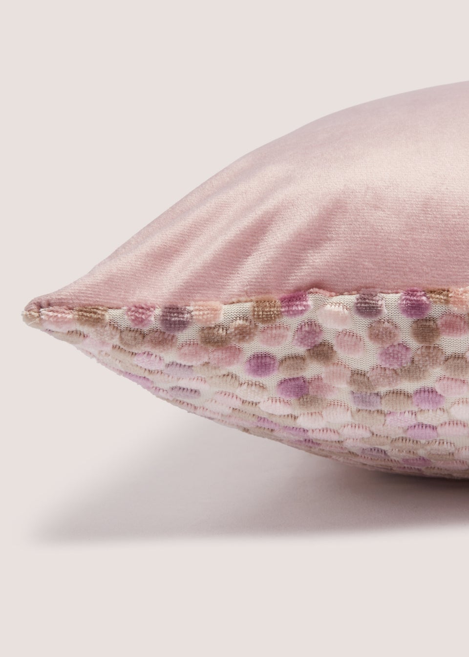 Pink Velvet Polka Dot Cushion (43cmx43cm)