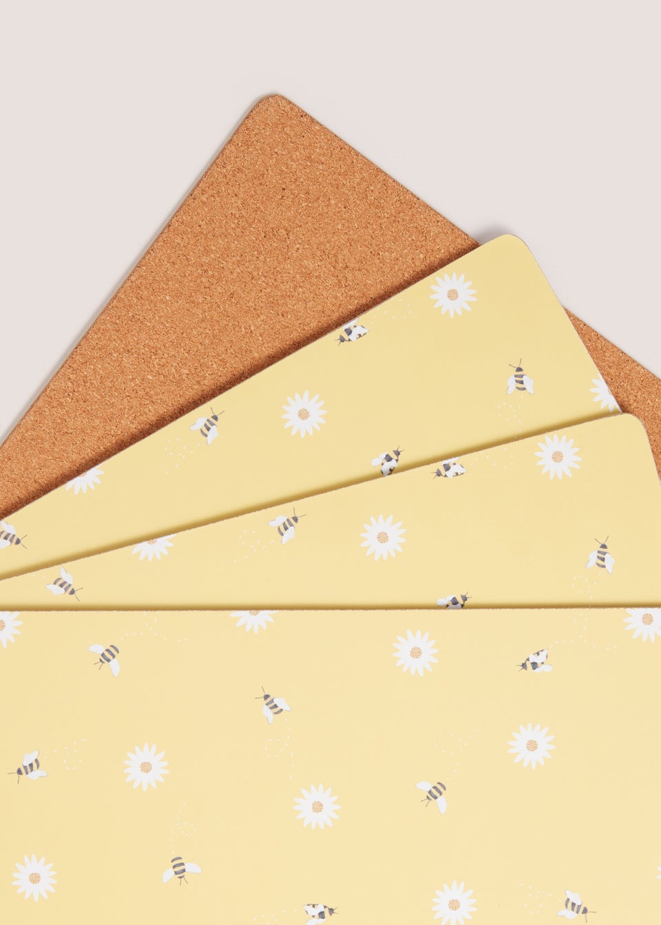 4 Pack Bee and Daisy Cork Placemats (21cm x 29cm)