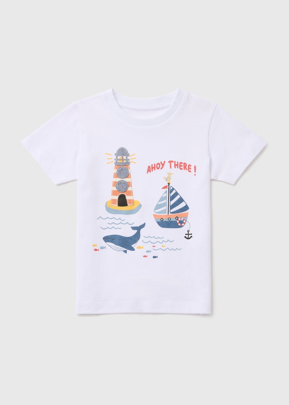 Boys White Lighthouse Print T-Shirt (1-7yrs)