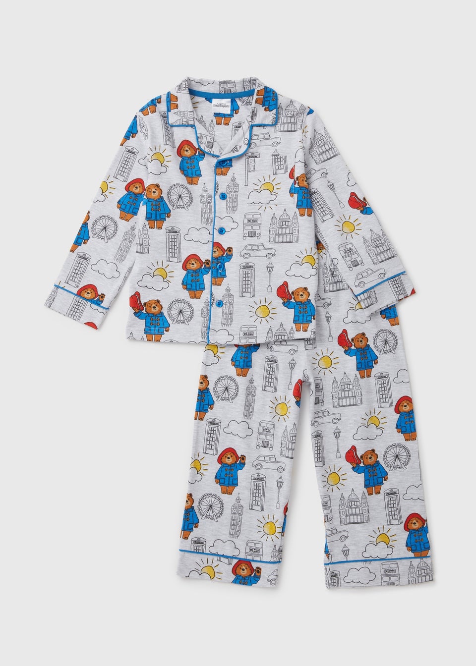 Kids Grey Paddington Button Up Pyjama Set (9mths-6yrs)
