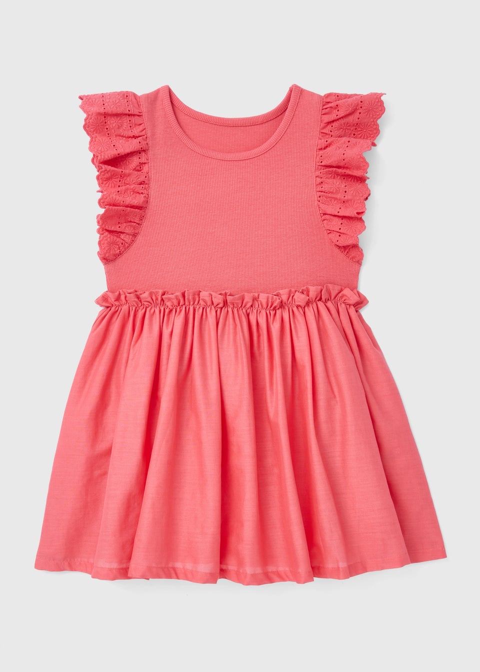 Girls Pink Broderie Dress (1-7yrs)