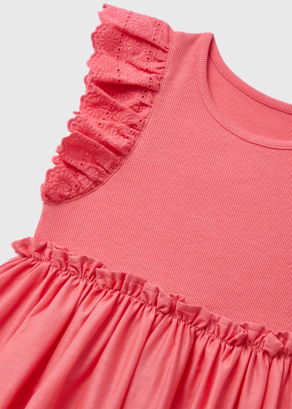 Girls Pink Broderie Dress (1-7yrs)