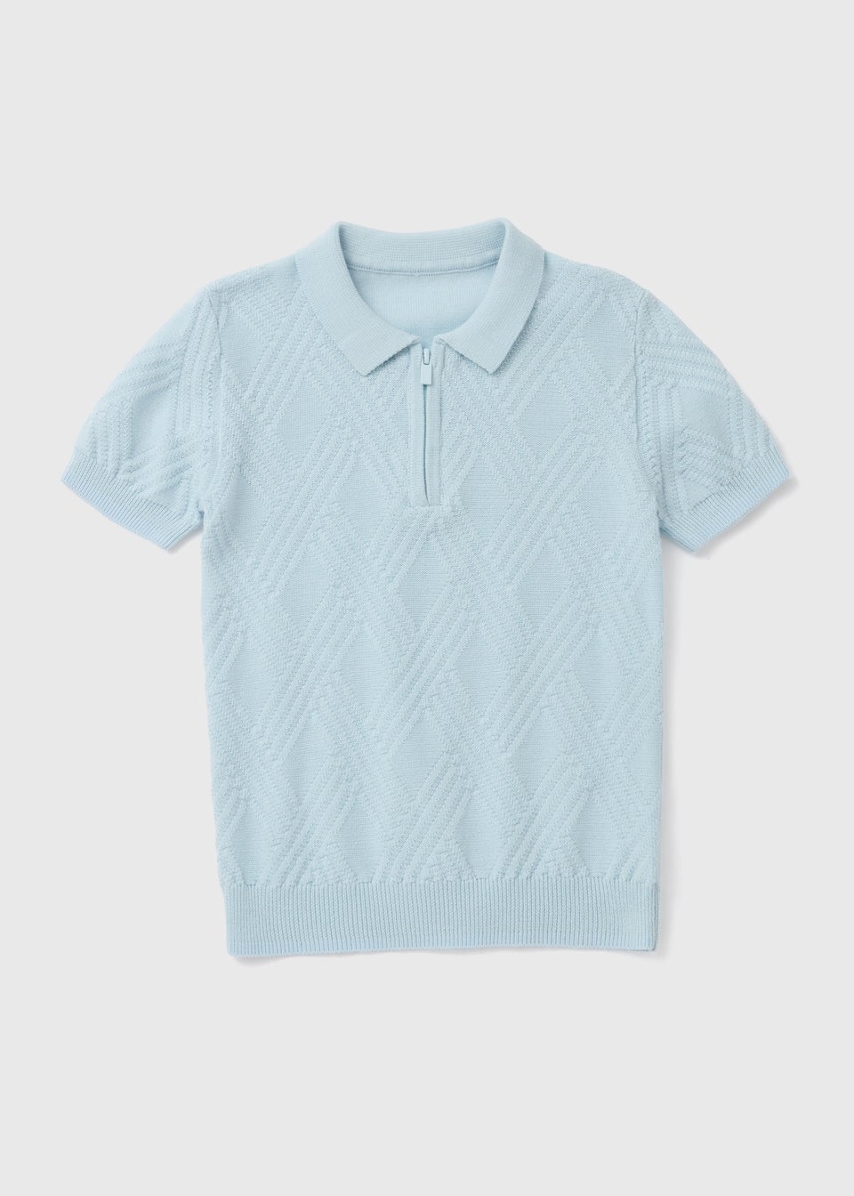 Boys Blue Diamond Knitted Polo Shirt (1-7yrs)
