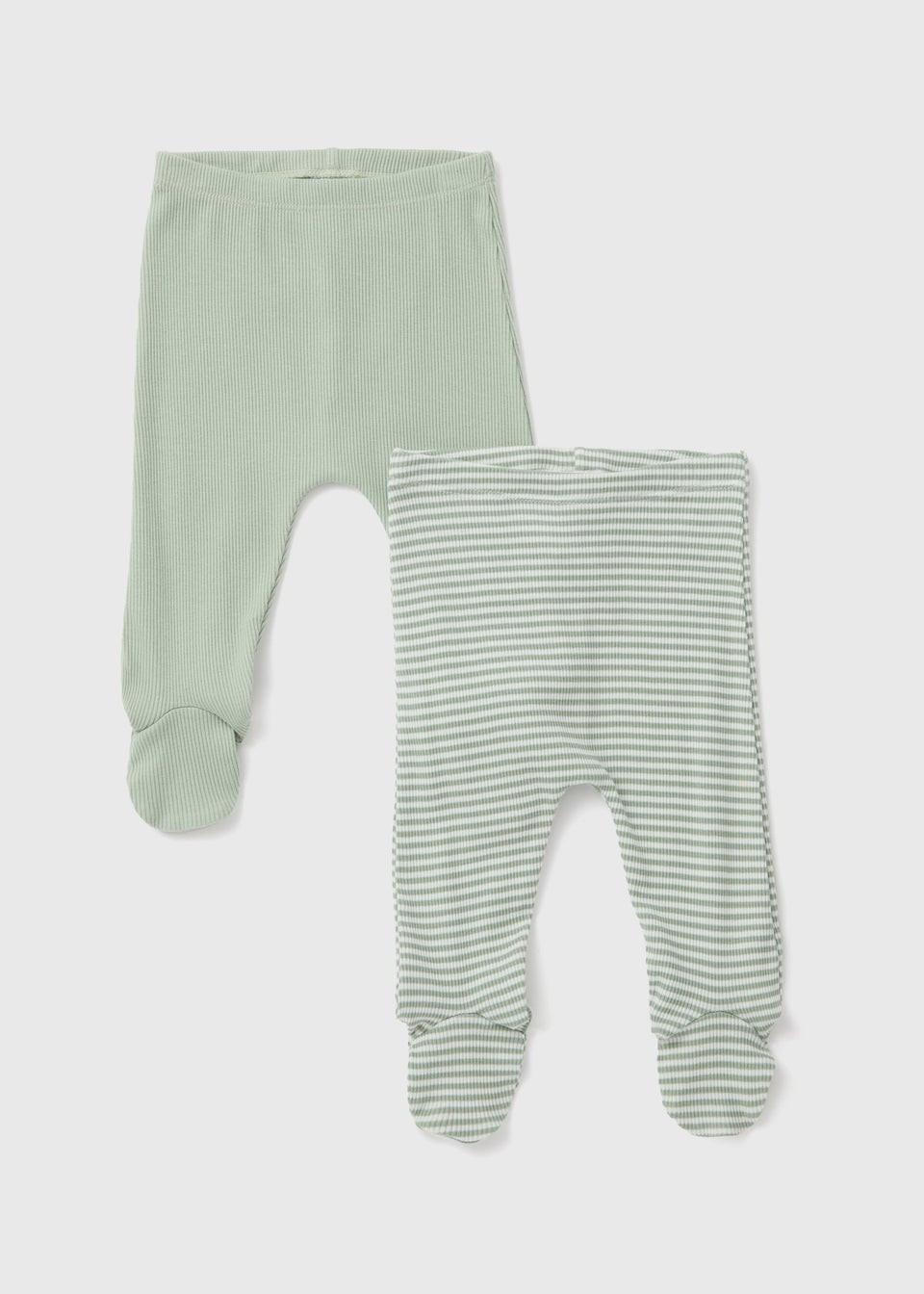 Baby 2 Pack Sage Ribbed Leggings (Tiny Baby-18mths)
