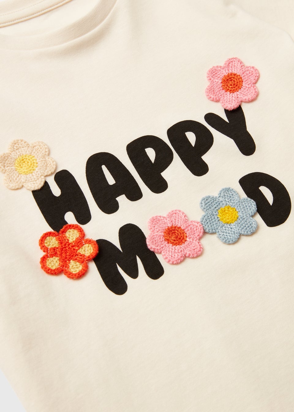 Girls Cream Happy Mood T-Shirt (1-7yrs)