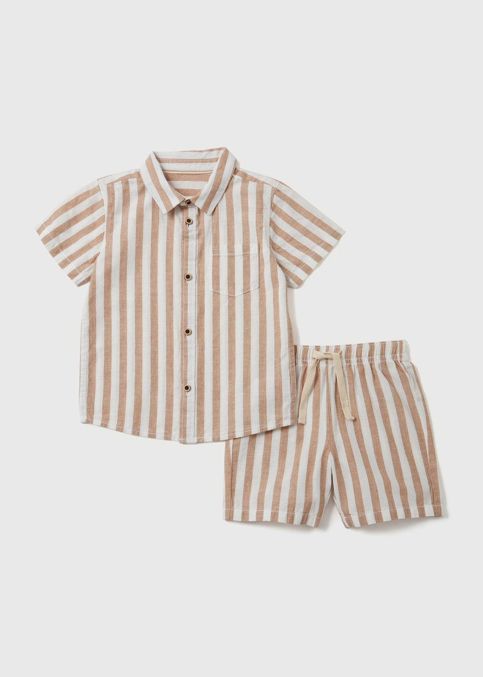 Boys Stone Stripe Shirt & Shorts Set (1-7yrs)