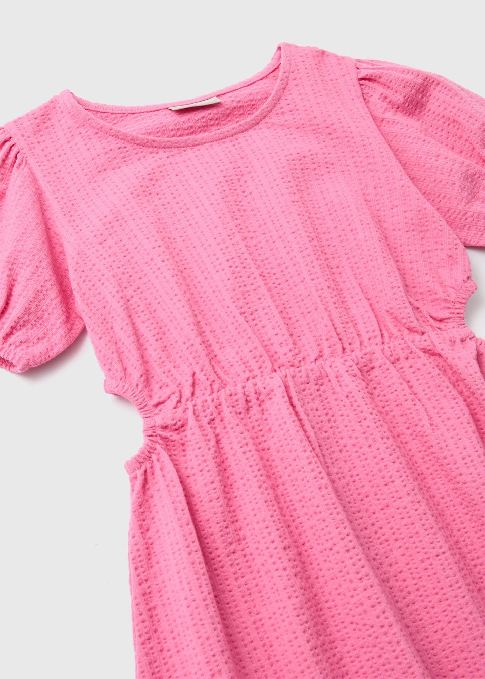 Girls Pink Textured Cut Out Detail Dress (7-13yrs)