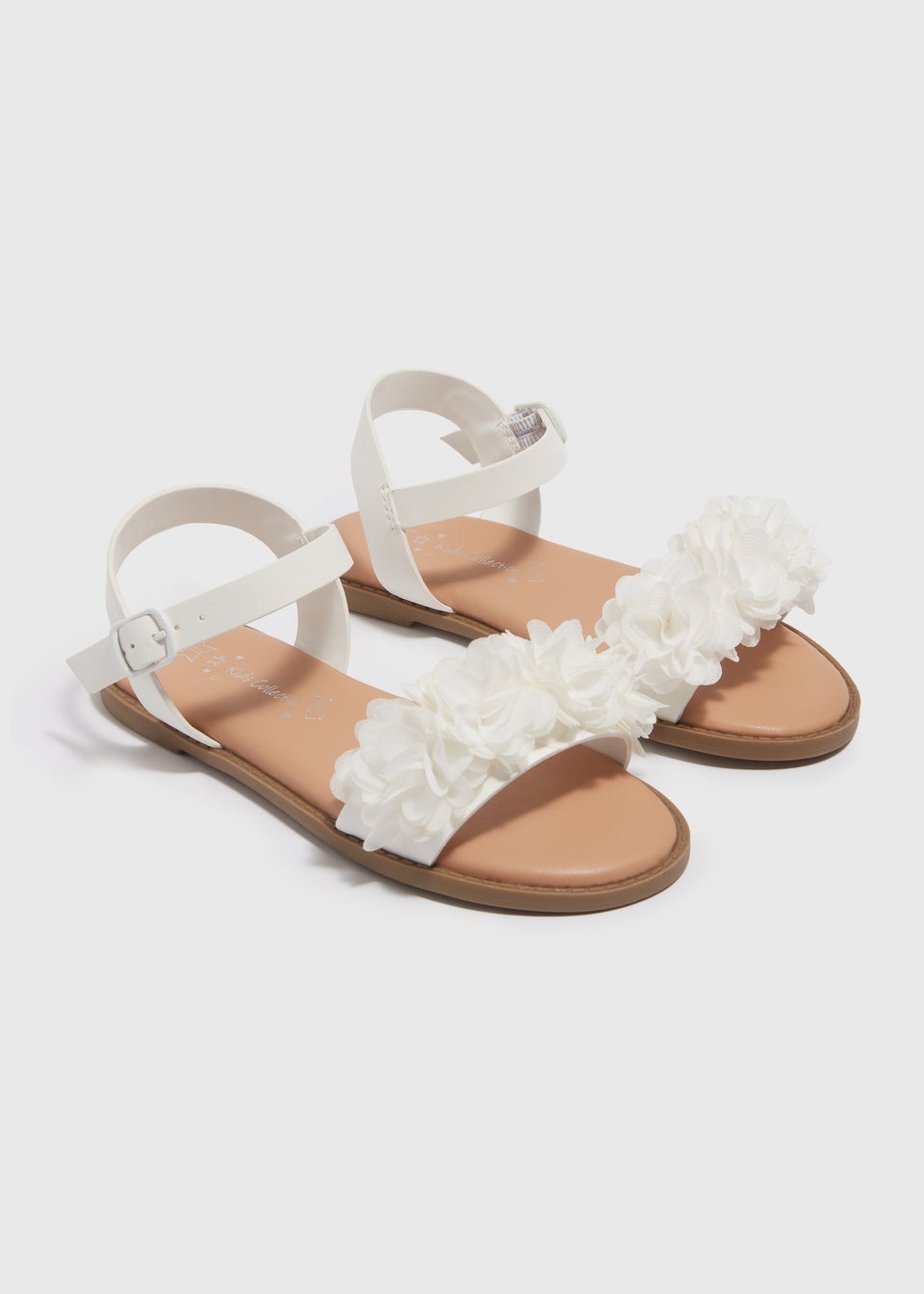 Girls White Corsage Sandals (Younger 10-Older 5)